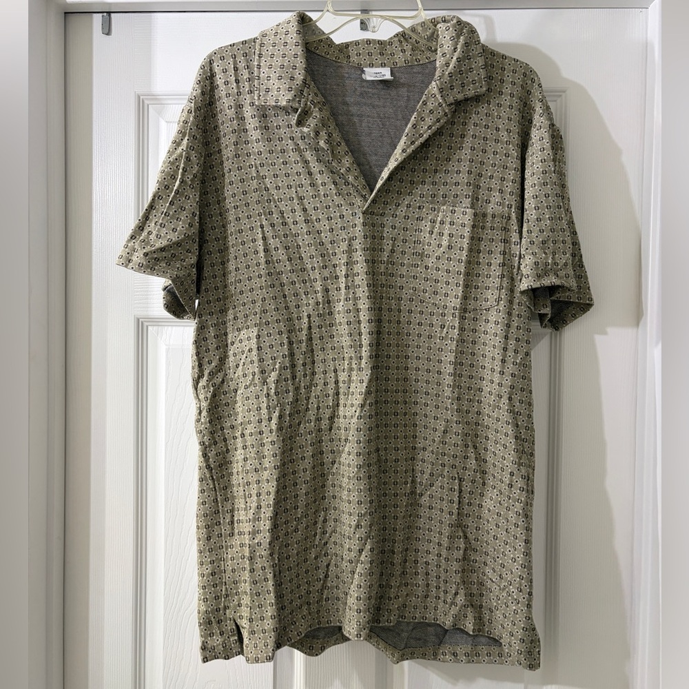Urban Outfitters Men’s Olive Green Short-Sleeve Printed Polo
